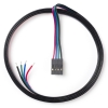 4-draads kabel rood / blauw / groen / zwart met connector (1 meter)