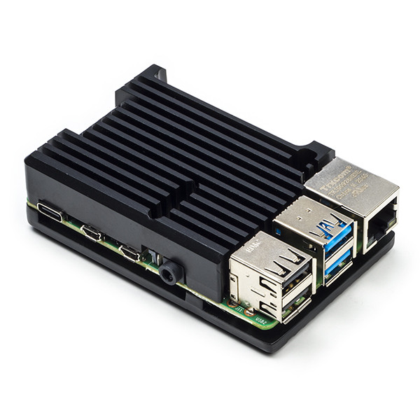 123-3D Aluminium Heatsink Case voor Raspberry Pi 4 - Zwart  DAR00221 - 1