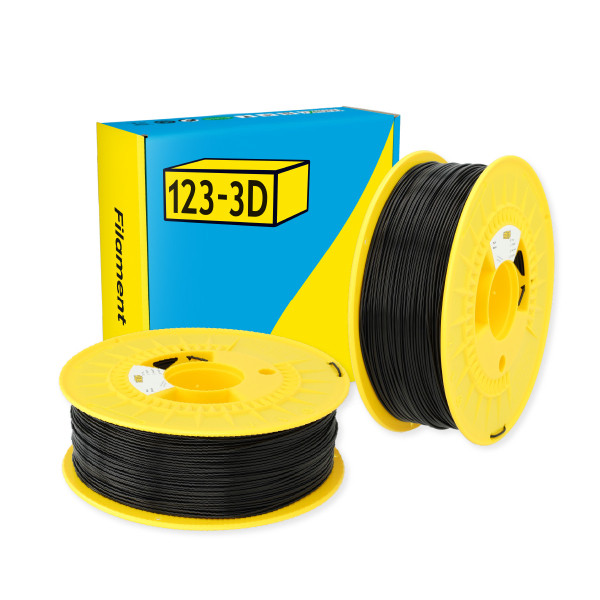 123-3D Filament PLA Zwart 1,75 mm 2-pack 1 kg DHM10048 - 1