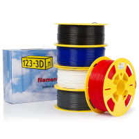 123-3D Filament Starterpack Zwart, grijs, wit, rood en blauw 1,75 mm PLA 1,1 kg (Jupiter serie)  DFE00054
