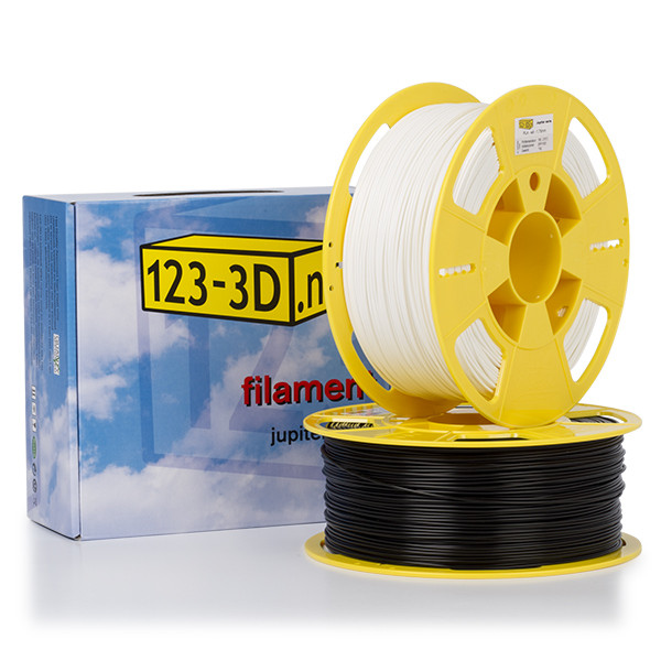 123-3D Filament zwart & wit 1,75 mm PLA bundel 2,2 kg  DFE00031 - 1