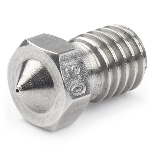 123-3D Nozzle 0,30 mm | M6 compatible | 1,75 mm filament | RVS (123-3D huismerk)  DMK00022 - 1