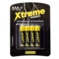 123accu Xtreme Power AAA / MN2400 / LR03 alkaline batterij 4 stuks MN2400C ADR00008