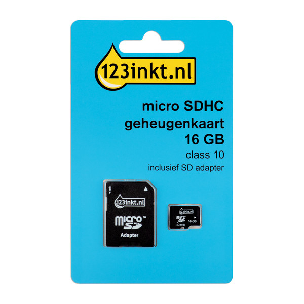 123inkt Micro SDHC geheugenkaart class 10 inclusief SD adapter - 16GB FM16MP45B/00 300694 - 1