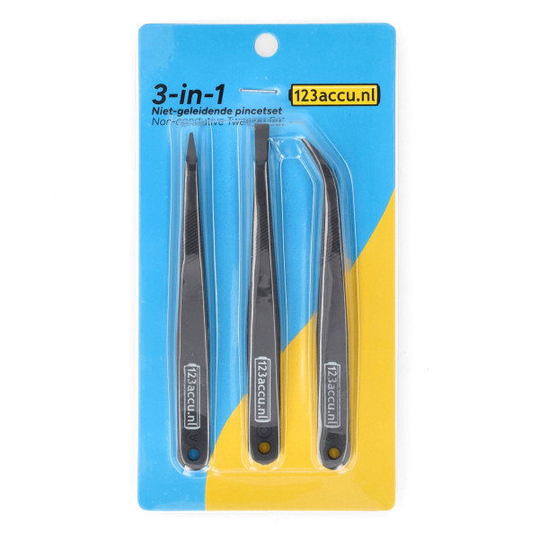 3-in-1 niet-geleidende antistatische pincetset (123accu huismerk) ADR00287 - 1