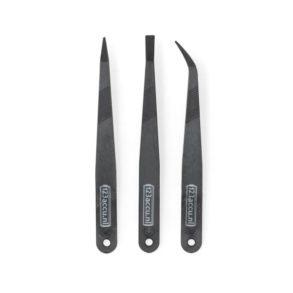 3-in-1 niet-geleidende antistatische pincetset (123accu huismerk) ADR00287 - 3