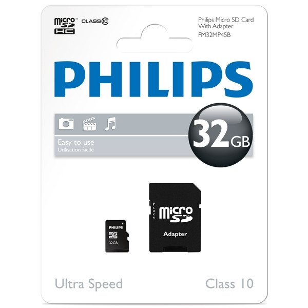 Philips MicroSD geheugenkaart class 10 inclusief SD adapter - 32GB FM32MP45B/10 098122 - 1