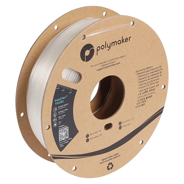 Polymaker PolyFlex TPU-90A filament 1,75 mm Clear 0,75 kg PD02004 DFP14369 - 1