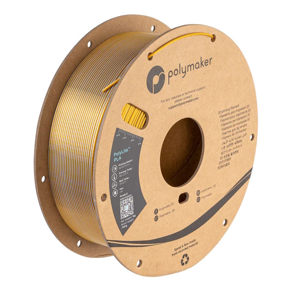 Polymaker PolyLite Dual Silk PLA filament 1,75 mm Crown Gold-Silver 1 kg PA03027 DFP14337 - 1