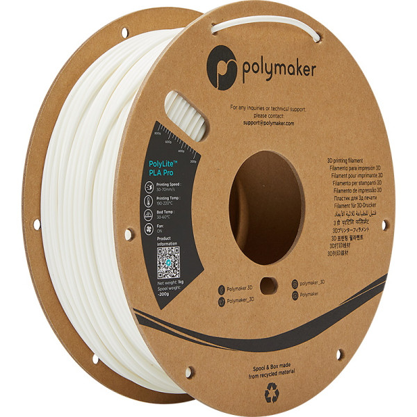 Polymaker PolyLite PLA PRO filament 2,85 mm White 1 kg PA07014 DFP14252 - 1