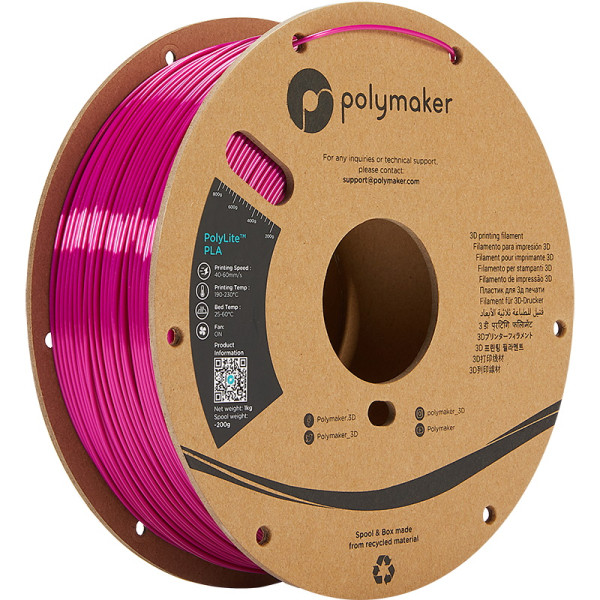 Polymaker PolyLite Silk PLA filament 1,75 mm Magenta 1 kg PA03004 DFP14269 - 1