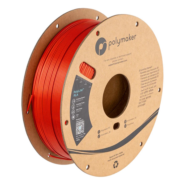 Polymaker PolyLite Silk PLA filament 1,75 mm Red 1 kg PA03019 DFP14324 - 1