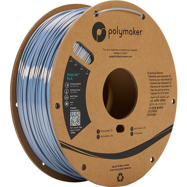 Polymaker PolyLite Silk PLA filament 1,75 mm Silver 1 kg PA03002 DFP14271 - 1