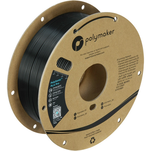 Polymaker PolySonic PLA Pro filament 1,75 mm Black 1 kg PA13002 DFP14381 - 1
