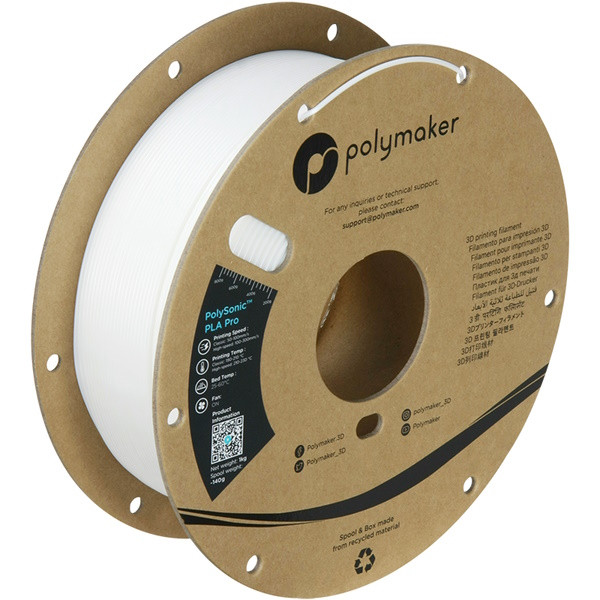 Polymaker PolySonic PLA Pro filament 1,75 mm white 1 kg PA13001 DFP14380 - 1