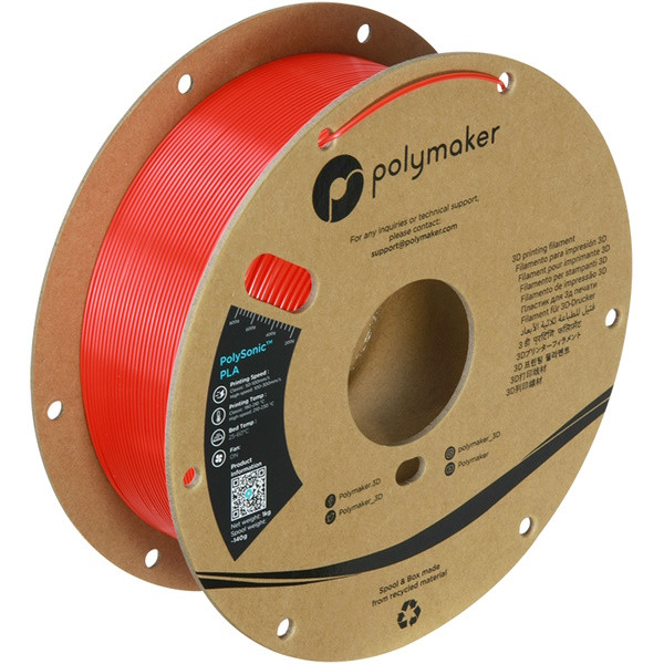 Polymaker PolySonic PLA filament 1,75 mm Red 1 kg PA12005 DFP14379 - 1