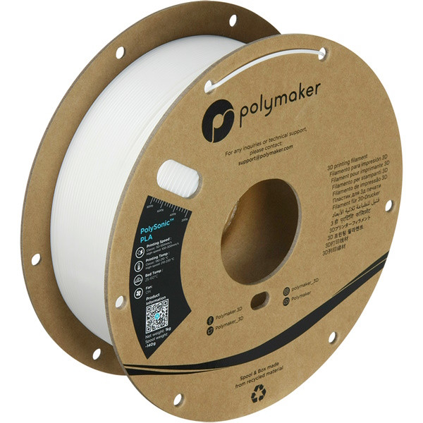 Polymaker PolySonic PLA filament 1,75 mm white 1 kg PA12001 DFP14375 - 1