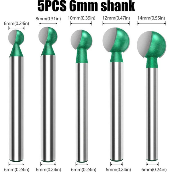 TwoTrees Ball Cutter 6 mm - Set van 5 DAR02460 - 2