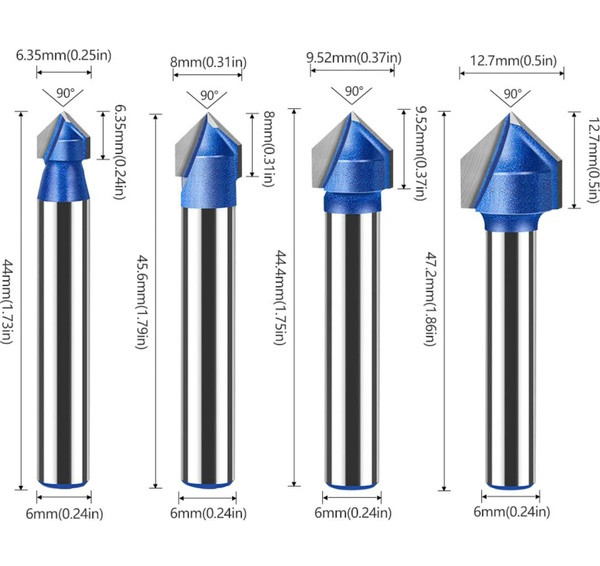 TwoTrees V-Groove Cutter 90° 6 mm - Set van 4 DAR02459 - 2