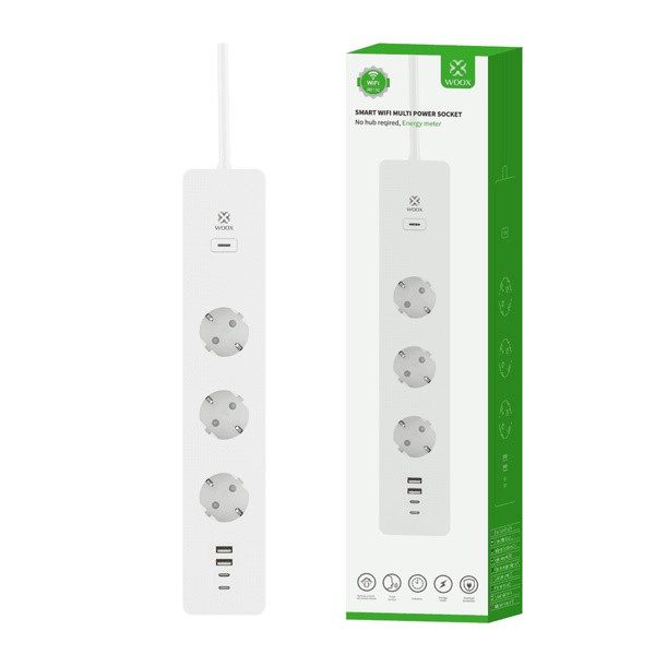 WOOX R6132 Slimme stekkerdoos met energiemeter | Max. 3680W | Wit R6132 LWO00081 - 1